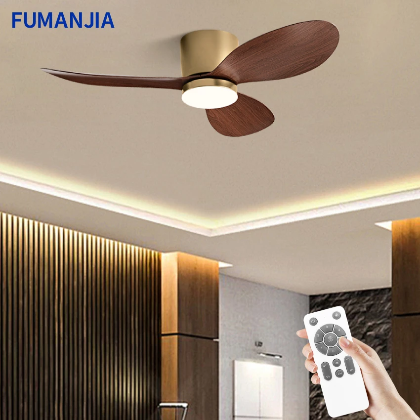 36/42 Inch Modern Ceiling Fan w/Light, 6-Speed DC Motor, Remote, Ultra Quiet, 3-Color Dimmable 18W for Bedroom/Living Room