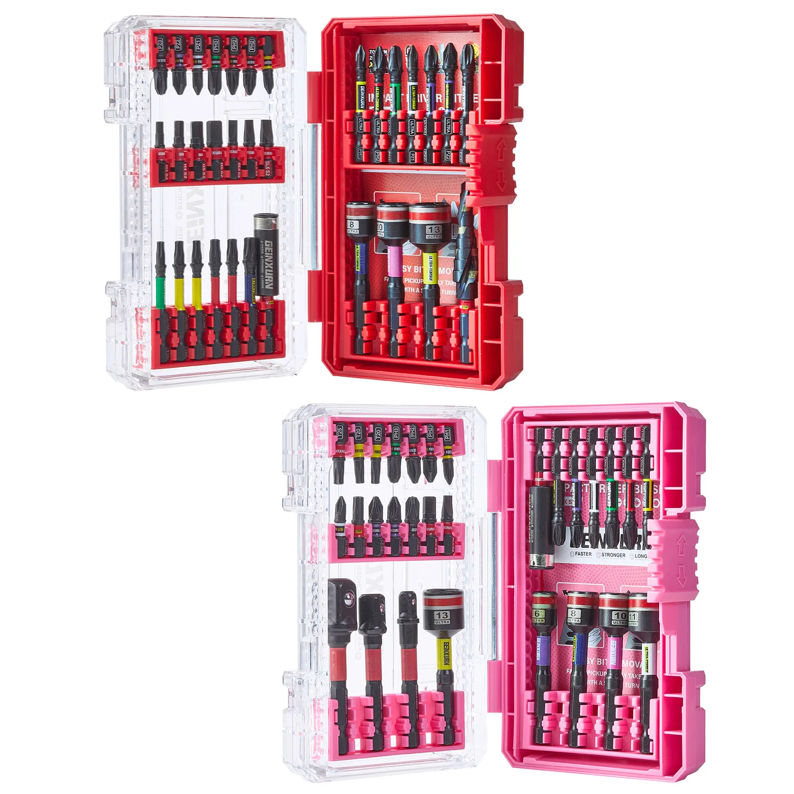

Geinxurn 61PCS Screwdriver Bits Set, Magnetic S2 Steel 1”/2'' PH/PZ/SL/Torx Impact Bit Holder and Nut Driver with Box Case