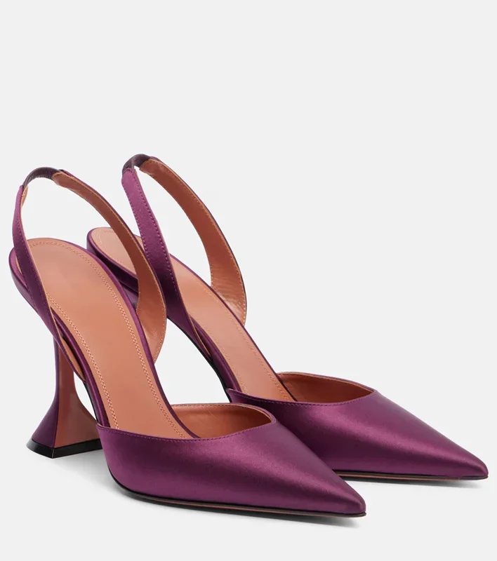 Satin Wines Glass Heel Pumps Sandals Sexy Pointed Toe Solid Back Strap Accept Customized New Arrivals Fashion Women Modern Shoes