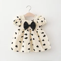 2024 Summer Baby Girl Cotton Dress Big Bow Sleeves Fluffy Princess Dress 0-3 -year-old Baby Girl Birthday Eucharist Party Dress