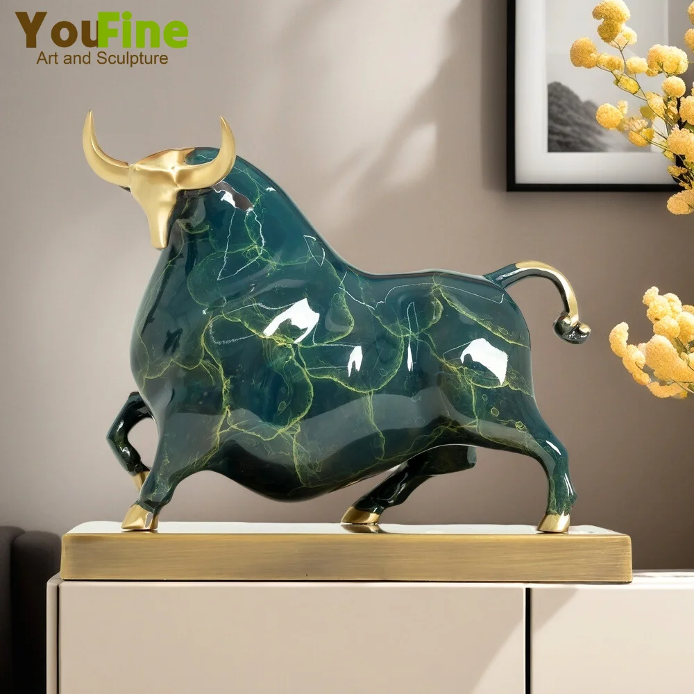 Modern Art Bronze Bull Statue Bronze Abstract Bull Sculpture Hot Casting Bull Sculpture Hand-made Art Crafts Home Office Decor