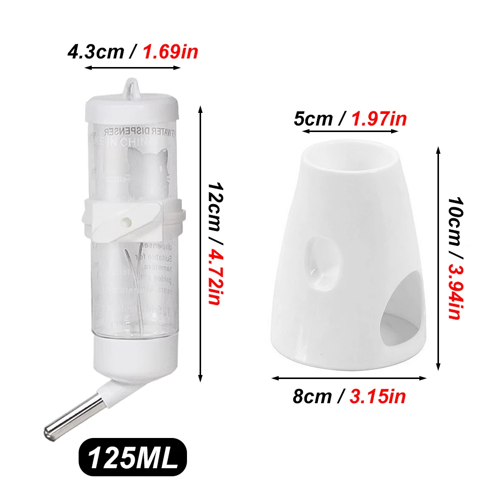 1 Set 2-In-1 Hamster Rabbit Water Bottle Set Leak-Proof Detachable Drinker with Ball Bearing Hamster Hiding Place Water Feeder view 2
