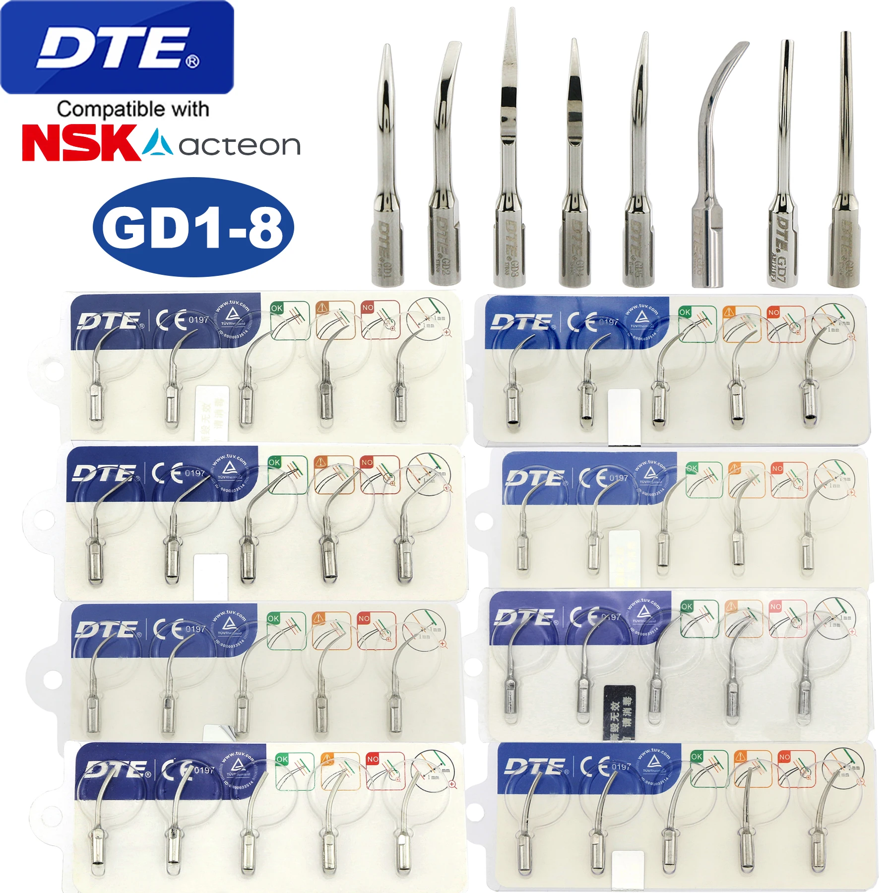 DTE Dental Ultrasonic Scaler Tips Tooth Cleaning Machine Cutter Head Scaling Tips Fit SATELEC ACTEON NSK Scaler Handpiece