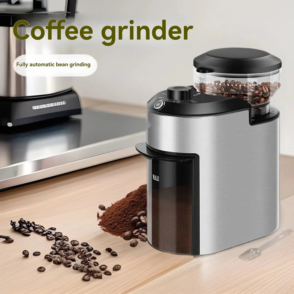 (AD11) Automatic Burr Coffee Grinder 200W Electric Coffee Bean Grinder with 28 Precise Grind Settings Stainless Steel US Plug