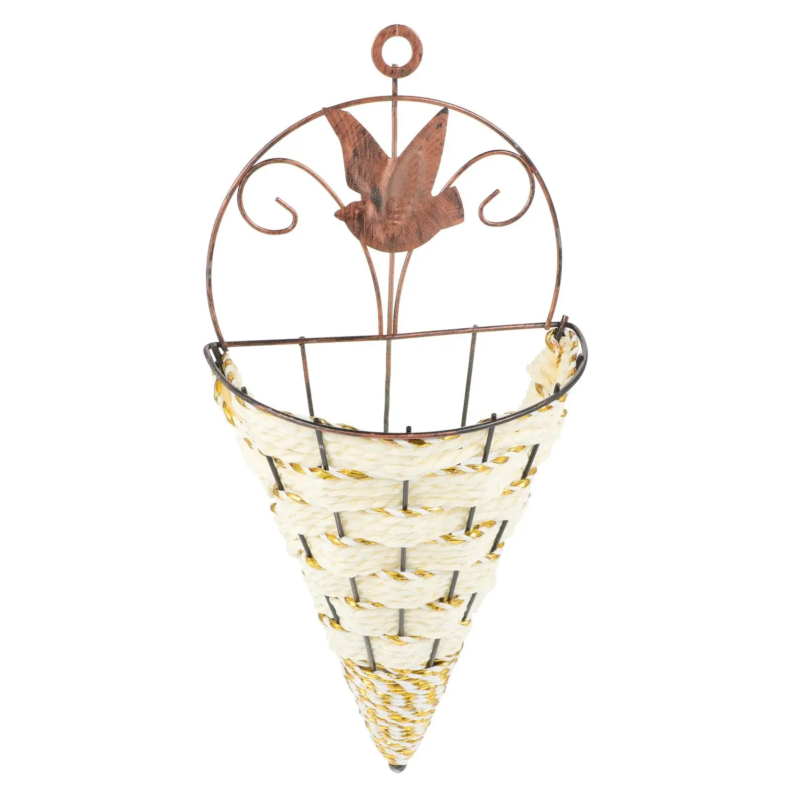 

Wall Planter Hanging Iron Rattan Basket Decor Mounted Outdoor Flower Pot Stackable Design Removable Inner Pot Sturdy Balcony