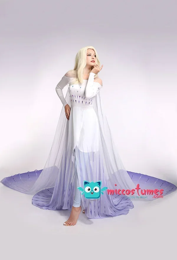 Miccostumes Princess Queen Blue Ice Cosplay Costume Dress Gown for Women long Dress Halloween Cosplay Costumes