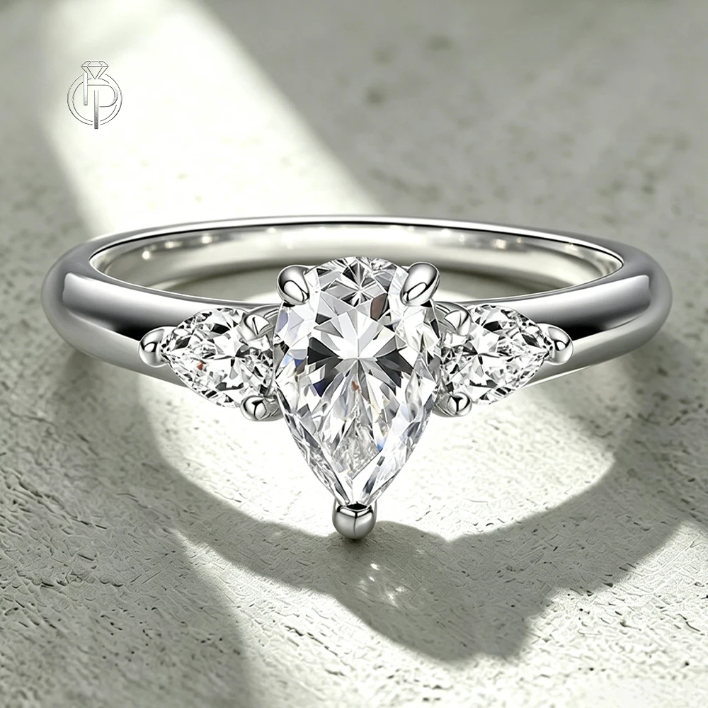 HORRIPAL 100% Pear Cut Moissanite Engagement Ring for Women S925 Sterling Silver GRA High Quality Classic Wedding Fine Jewelry