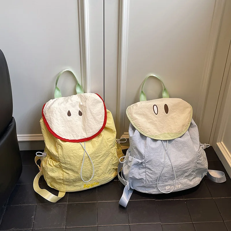 Women Backpack Preppy Style Versatile Commuting Backpacks Student Travel Casual Sports Color Clashing Drawstring Nylon Bag