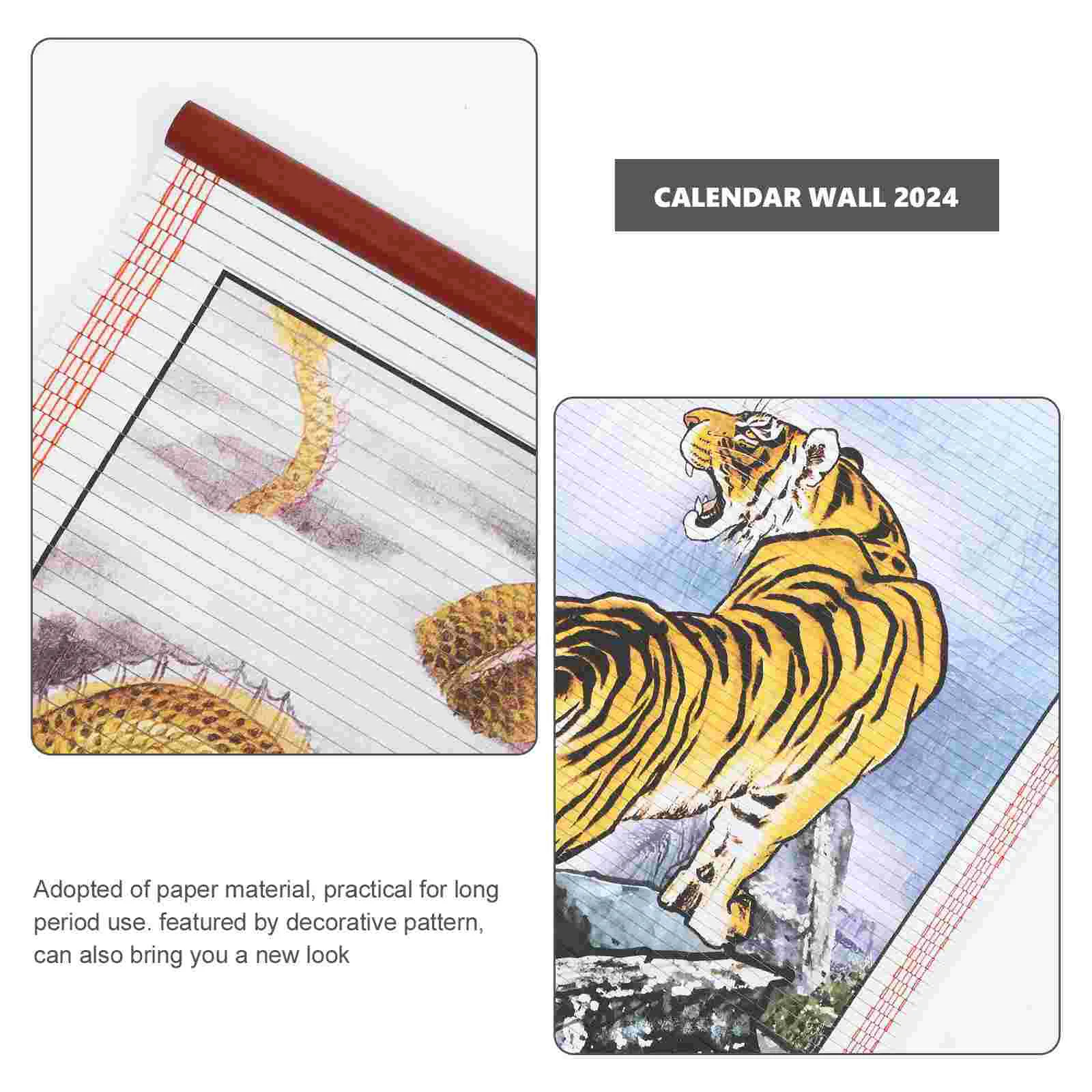 2024 Chinese Wall Calendar Lunar Events Scroll Office Reel Hanging Calendars Paper New Year The Dragon