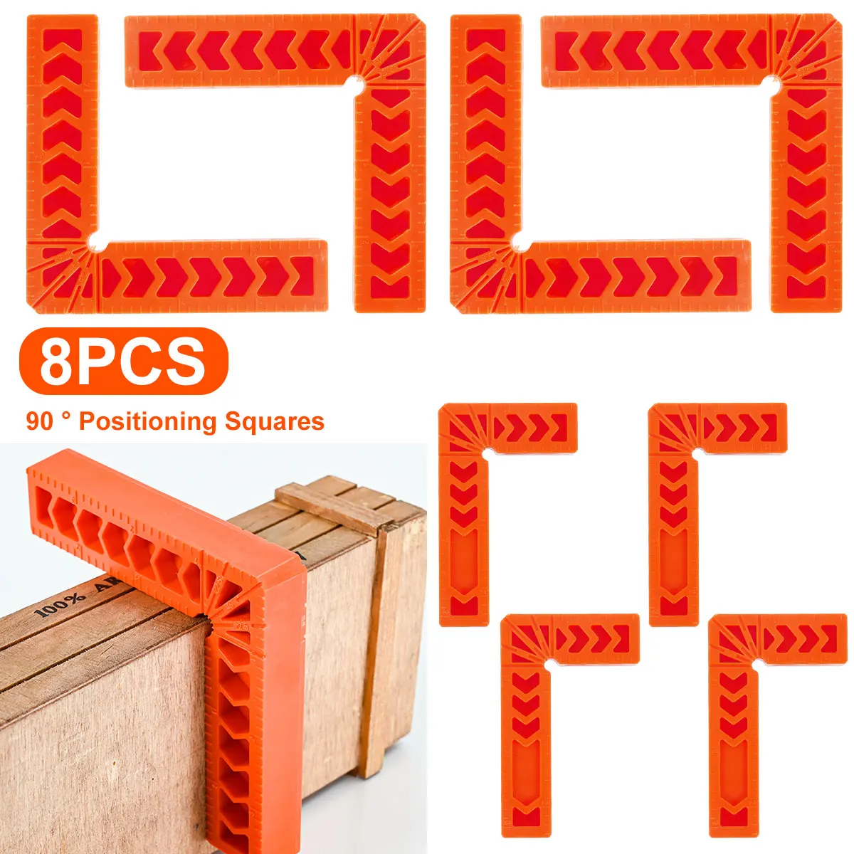 8 Pcs Right angle clamp durable 90 degree positioning block reusable L-shaped clamp for woodworking tools in cabinet drawers