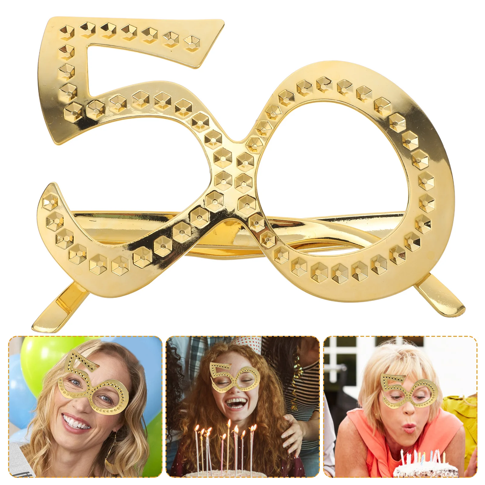 

6Pcs 50th Birthday Party Eyeglasses Rhinestone Bling Photo Props Accessories 50th Birthday Celebration Glasses