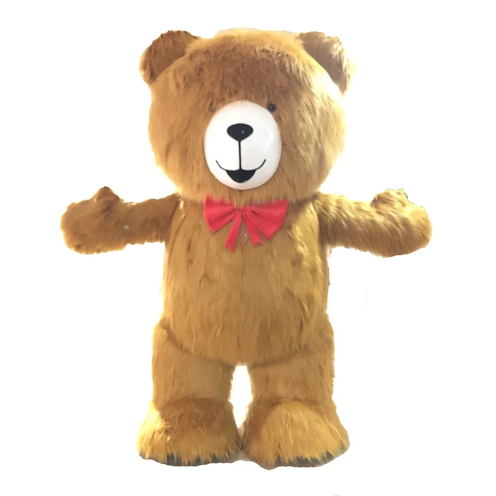 Disfraz de oso de peluche de piel inflable gigante de Navidad de 3m, traje de mascota para caminar completo para adultos, disfraz de entretenimiento, vestido de lujo P