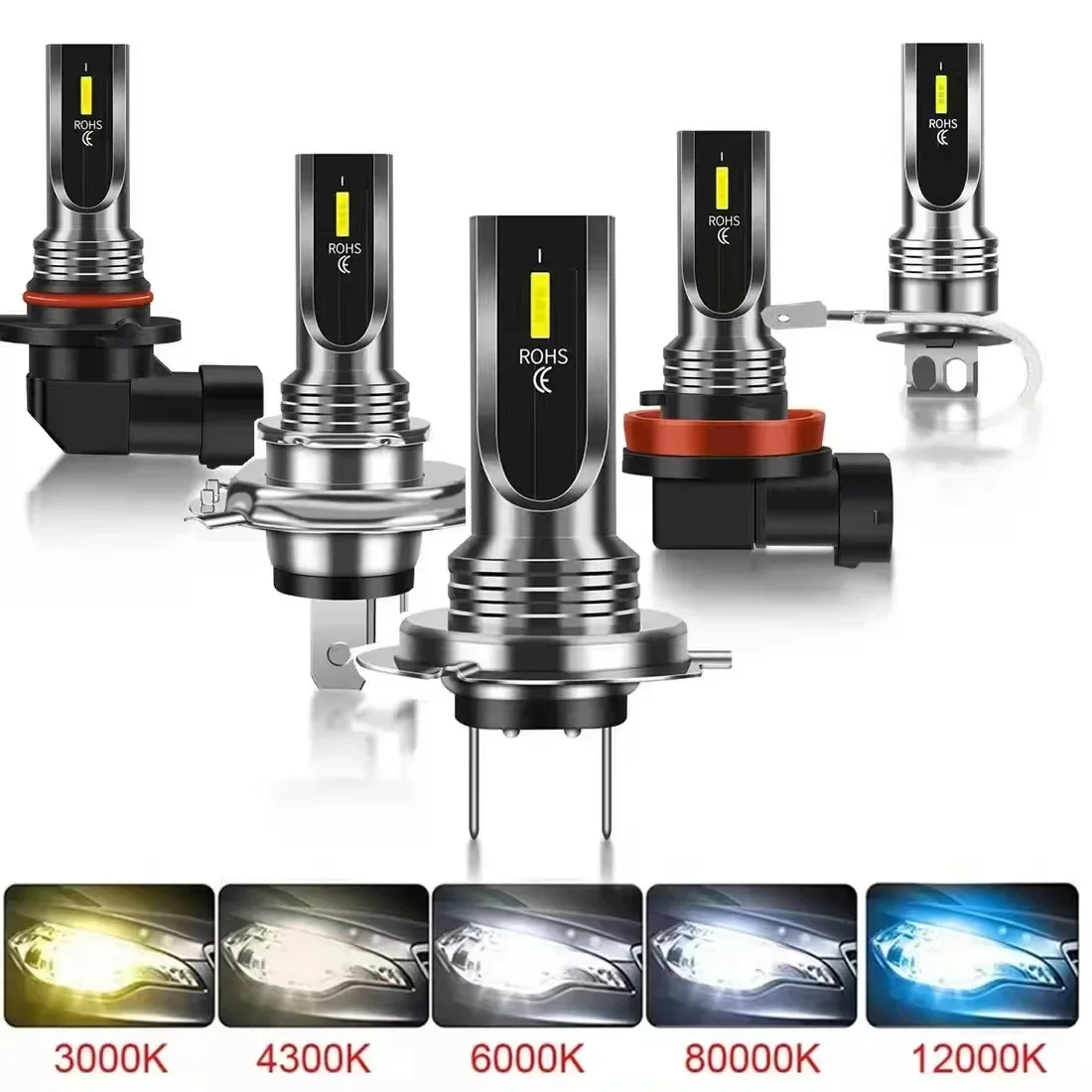 

2Pcs Super Bright h7 Led Bulb For Car H4 Headlight Motorcycle H1 H3 H8 H9 H11 Auto Fog Lamps 9005 9006 HB3 HB4 Light 12v 24V 80W