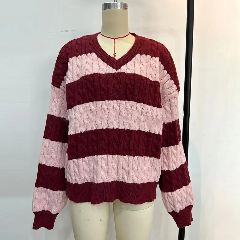 Pull court à col en V pour femmes, pull patchwork, pull de collection