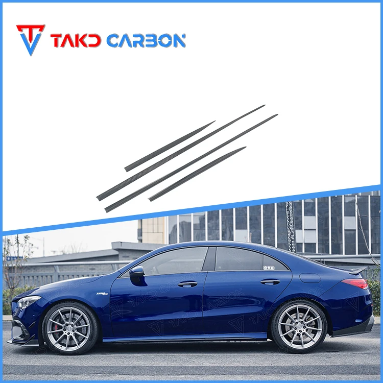 Carbon Real Car Data universal rear spoilers Dry Carbon Fiber Patch Side Skirts Extensions For BENZ CLA45S C118