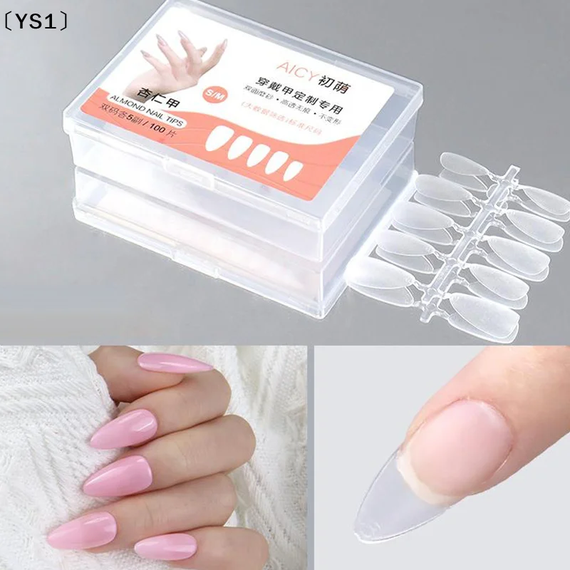 〔YS1〕100Pcs Box Matte Fake Nails No Polishing Press On Medium Short Soft Gel Nail Tips For Extension High Matt Design