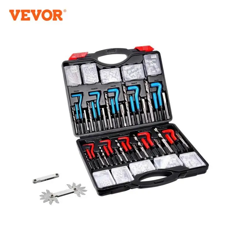 طقم إصلاح خيط VEVOR Helicoil ، طقم أدوات Rethreading متري ، لقم الثقب HSS ، إدراج الخيط ، أدوات التثبيت الانفصال