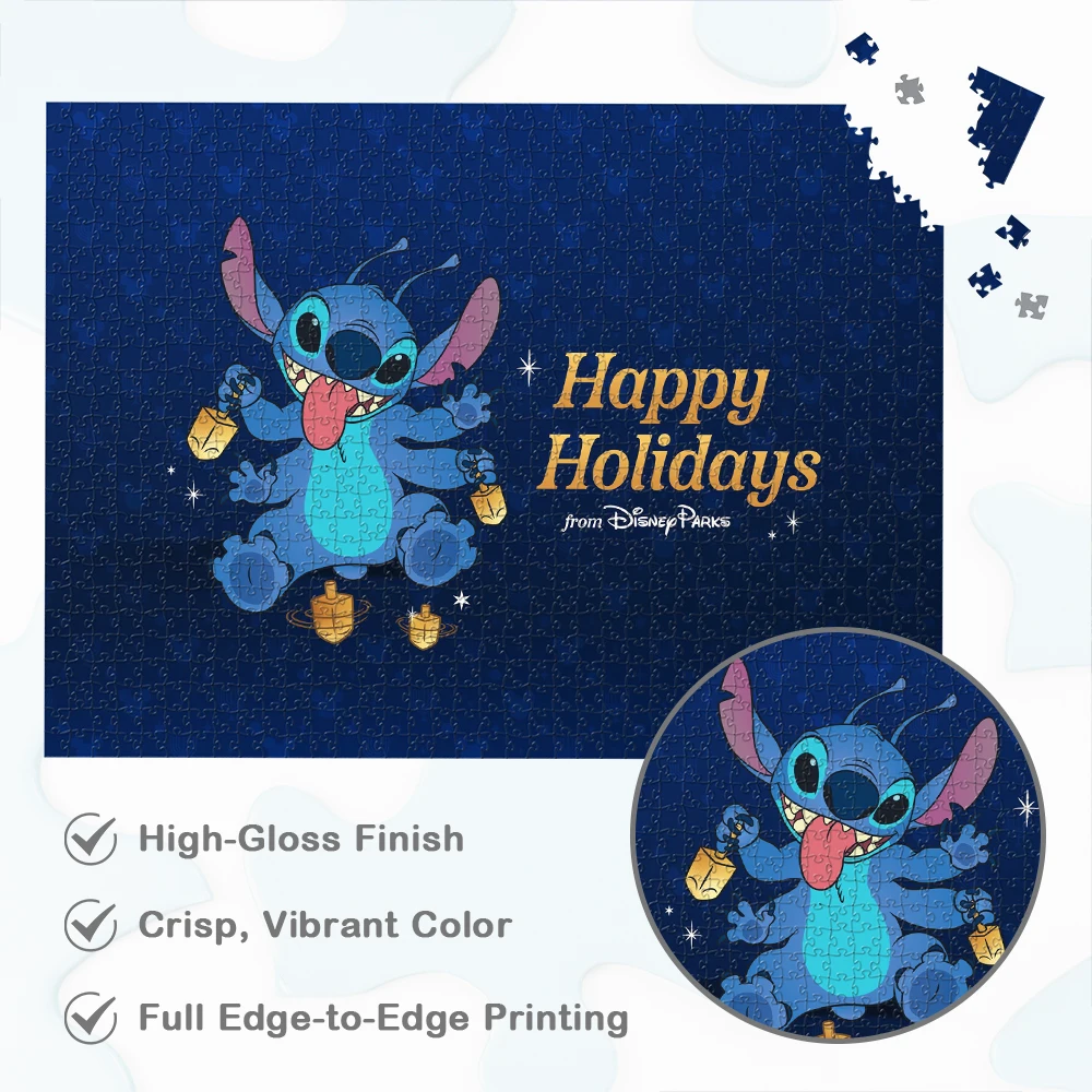 Puzzle Hanukka Stitch Parki Disneya Świąteczne Zabawki Edukacyjne 108/200/300/500/1000/1500 Elementów Unikalny Design Gra Puzzle