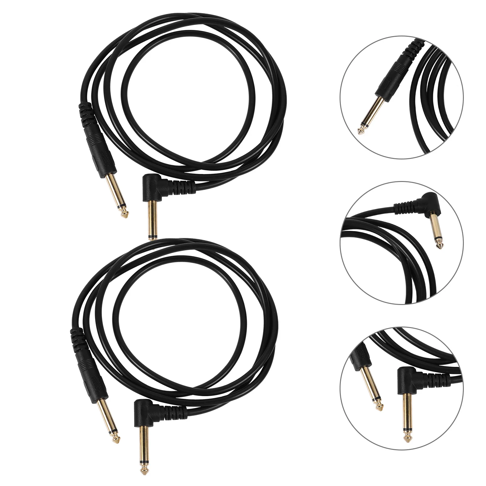 

2pcs 1.5M Audio Cable 6.35Mm Straight To Right Angle Instrument Cord For Guitar Amplifier Synthesizer Low Capacitance Noise