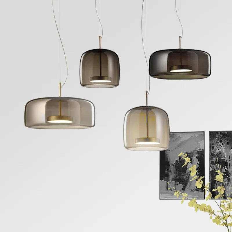 

Nordic Modern Pendant Lights For Dining Room Gray Glass Lampshade Kitchen Bedroom Bedside Decor Hanging Lamp Fixture Suspension