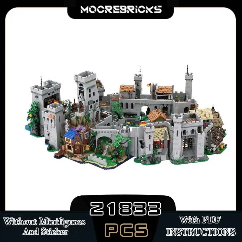 MOC Complete Set Of Large Castles in Medieval Towns Modular Architecture Technology Building Blocks Model Kid's Toys Bricks Gift