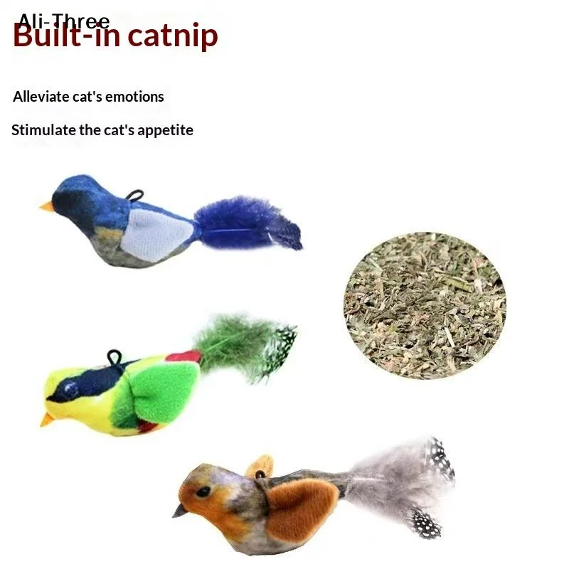 Juguetes para gatos, 1/2/3 unidades, juguetes para autoentretenimiento y relajación, palos para provocar a los gatos, resistentes a mordeduras, juguetes realistas con forma de pájaro para mascotas, gatos