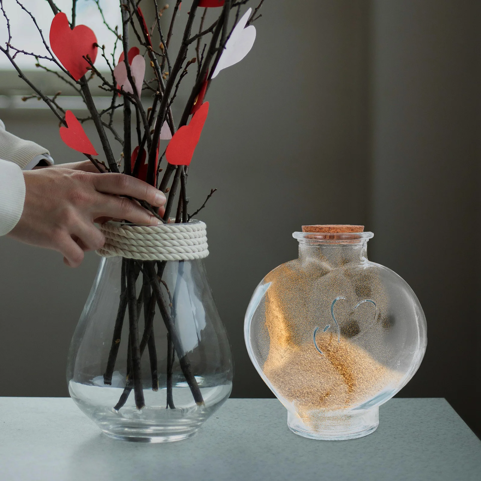 

3Pcs Glass Sand Ceremony Bottles Heart Vials Wedding Keepsake Jars Cork Stoppers Decorative Wishing Containers Unity Symbol