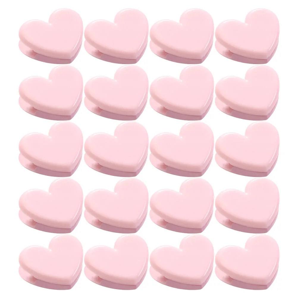 

20pcs Plastic Bag Multifunctional Memo Lovely Plastic Clamps Office Bill Clips File Snack Storage Clips (Pink)