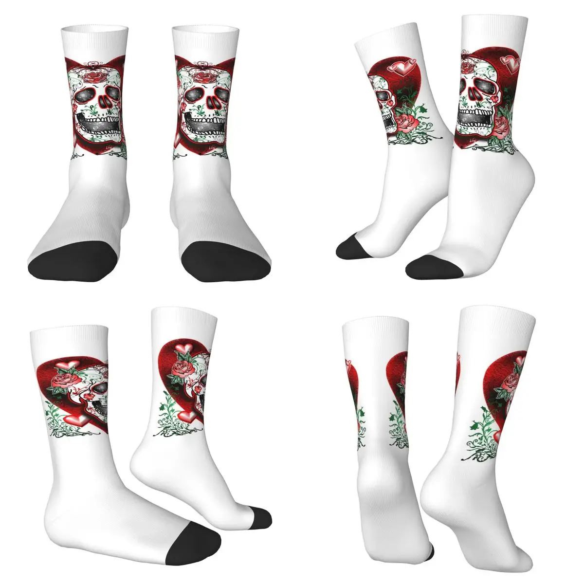 

Носки с художественным принтом в стиле Харадзюку, высококачественные носки с изображением черепа и розы, всесезонные длинные носки унисекс, подарки на День святого Валентина