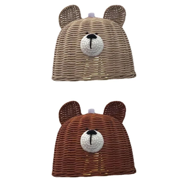 

Newborn Photography Props Cute Bear Head Rattan Chandelier Light Shade Tent Lighting Lamp Cover for Bedroom Living Room