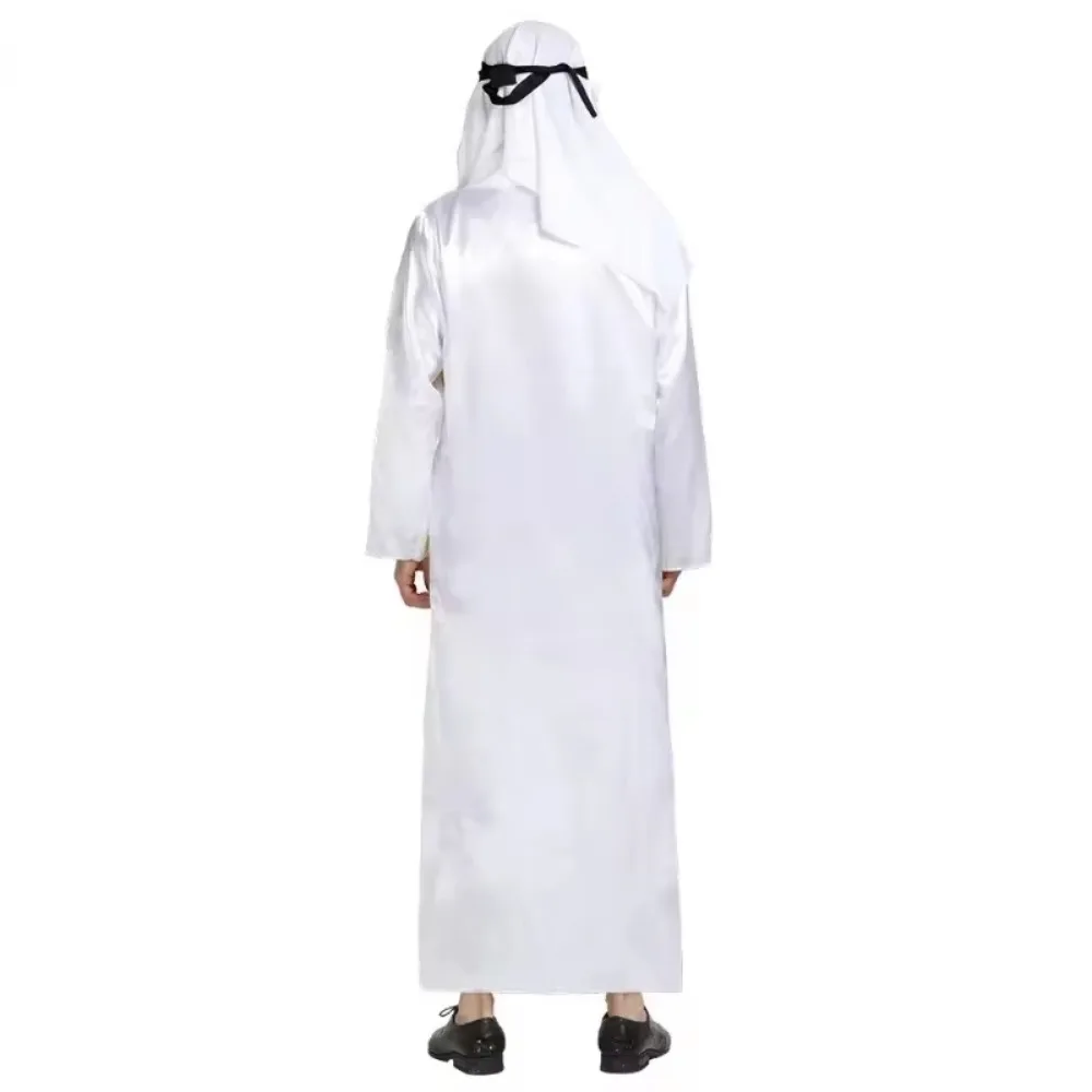 Halloween Cos Costume Carnival Cosplay Arab Sheikh Prince Masquerade Male Pure White Middle East Dubai Clothes