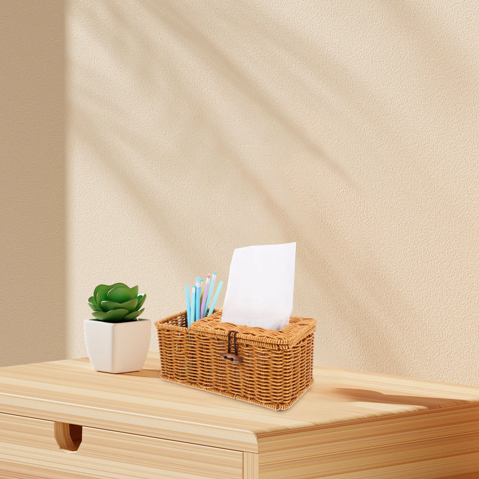 

Rattan use Container Paper Box Container Holder Tissue Desktop Tissue Holder Dispenser Decor