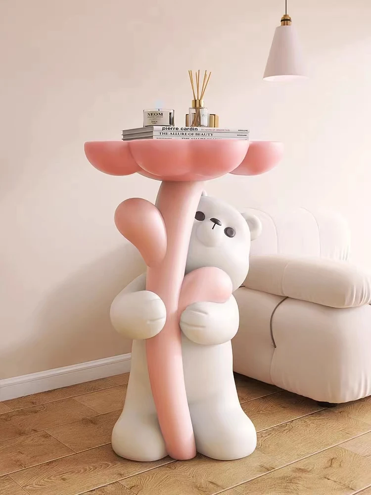 Nordic Home Decoration Cartoon niedźwiedź rzeźba stolik śliczne statua zwierząt luksusowe Sofa do salonu stolik nowoczesne łóżka sztuki