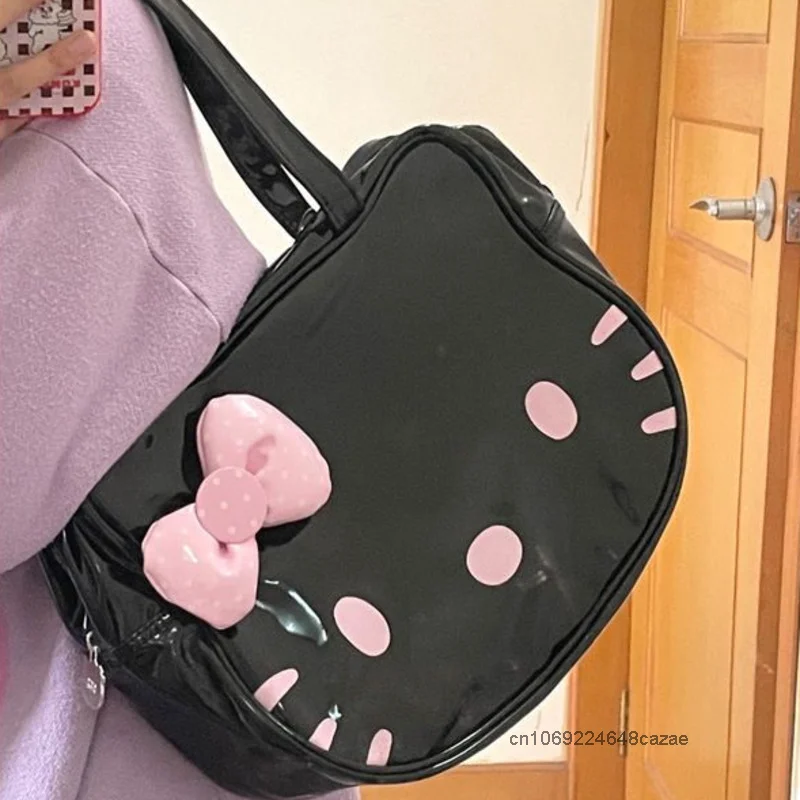 Sanrio Hello Kitty Academy Style Bow Cartoon Bag New Portable Japanese Style Handbag Y2k Student Lightweight Large Capacity Tote