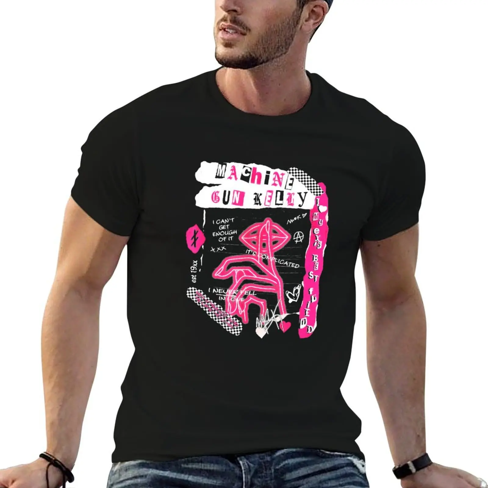 Camiseta Vintage con Diseño Gráfico de Máquinas y Armas, Diseño Limitado de Kellys, Camiseta de Anime, Camiseta Negra de Algodón Lisa para Hombre