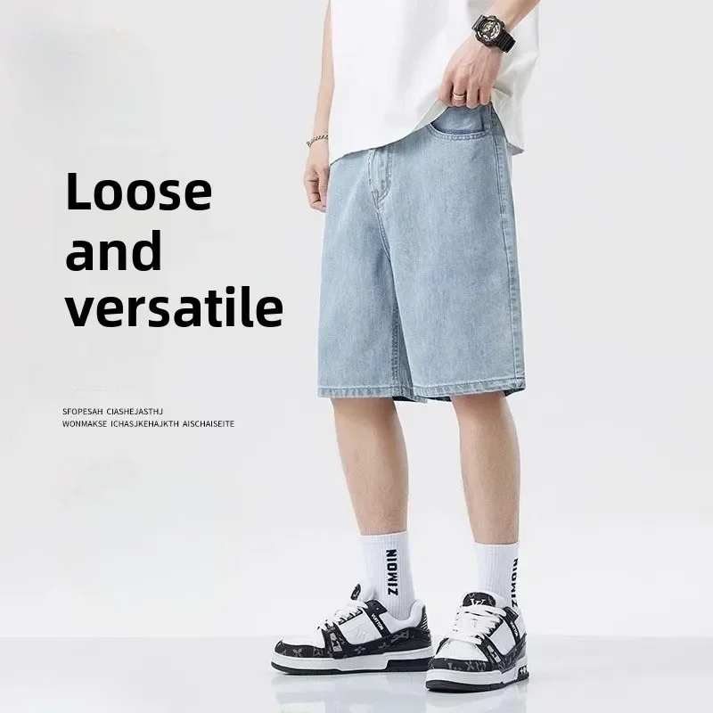 

Summer Classic Shorts Jeans Men Denim Pants Straight Stretch Casual Cool Thin Knee Length Blue Fashion Brand Daily Trousers