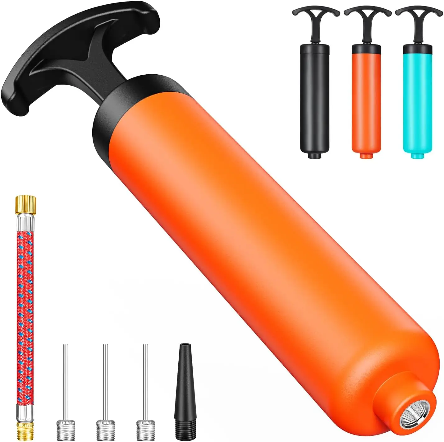 

Hand Pump for Sport Balls with 3 Needles, Nozzle & Hose - Perfect for Volleyball, Basketball, Rugby, Soccer, and More