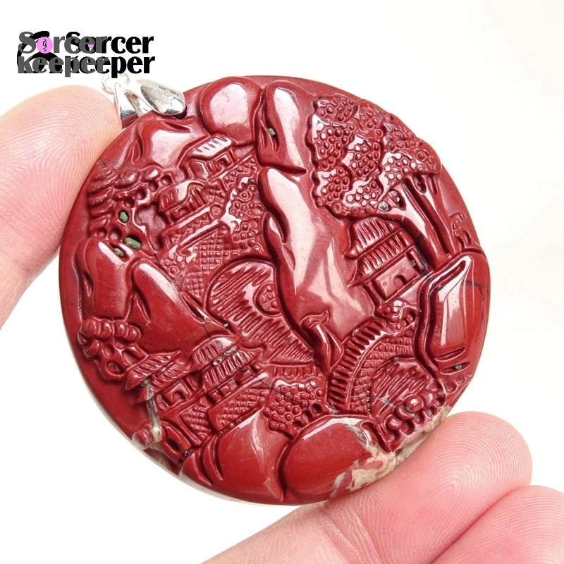 

1 шт., ручная резьба, кристалл, пейзаж, натуральная красная яшма, камень, крыло, кулон, модное женское и мужское ожерелье, изготовление ювелирных изделий своими руками A19