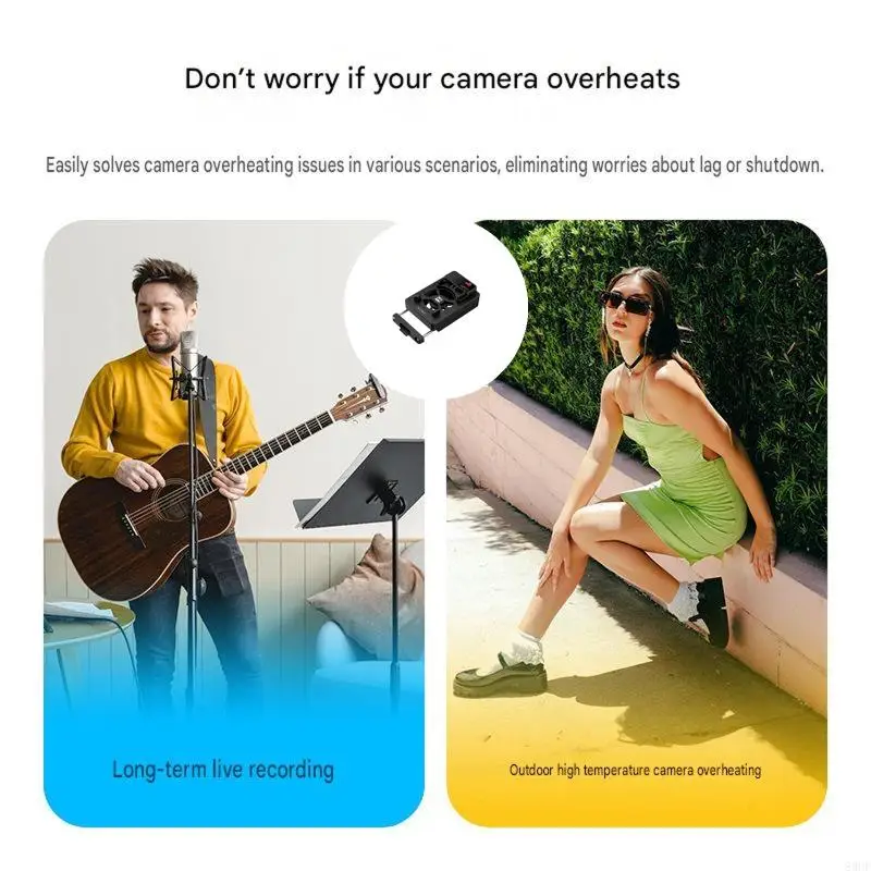 Camera Cooling Fan with Visible Display Active Airflows, Portable 5Speed Coolers for Livestreaming and Long Video Recording 83CF