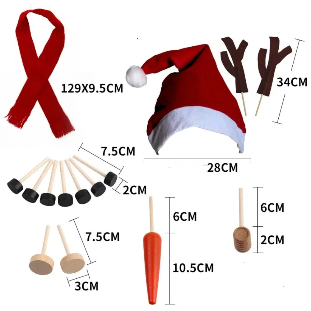 

Carrot Noses Xmas Snowman Decorating Kit Dress-up Scarf Snowman Dressing Making Kit Hat DIY Christmas Snowman Kit Kids Toy