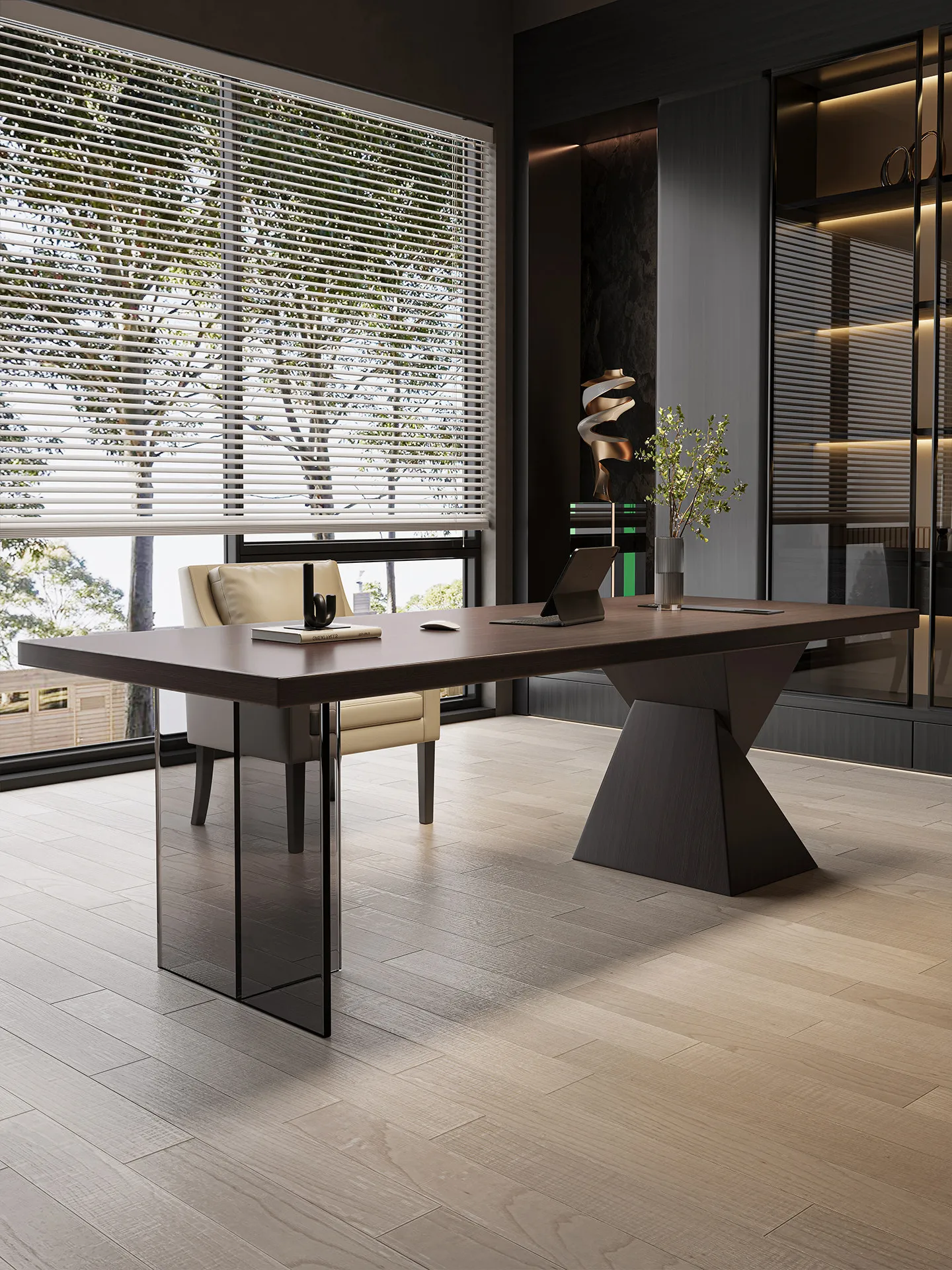minimalist desk simple high-end living room solid wood desk worktable acrylic suspended home computer desk