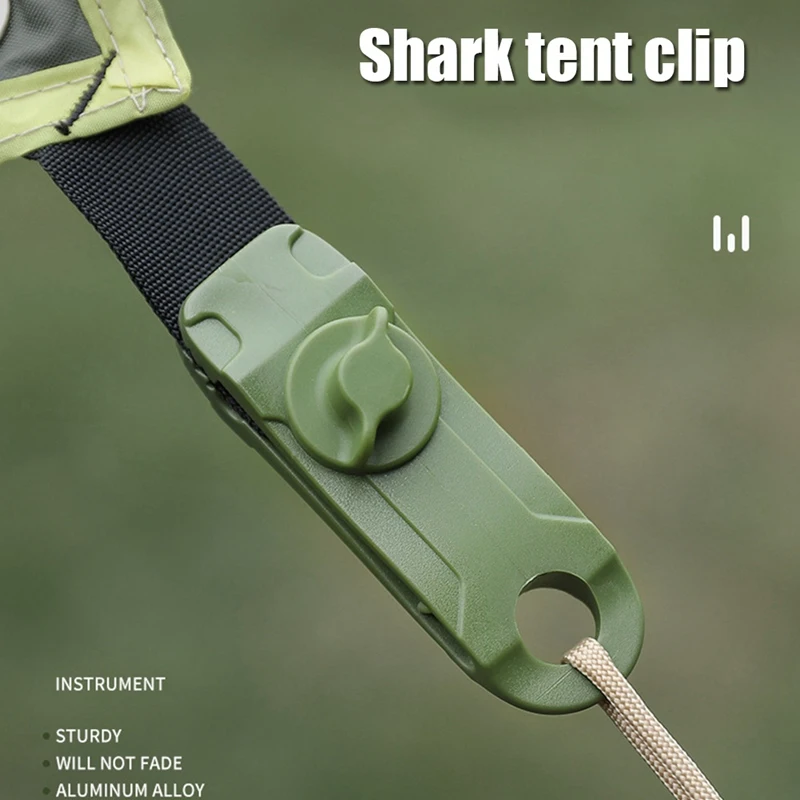 B39B-10Pcs Outdoor Camping Tent Windproof Reusable Fixing Shark-Clips Clamps Tarp Cord Buckle Tensioner Tent