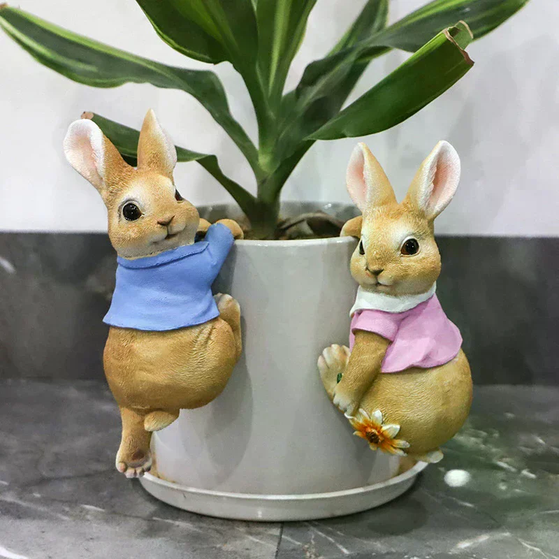 面白いウサギの像愛らしいウサギの彫刻樹脂製動物置物装飾飾り屋 - Bonsai Garden Ornaments のレビューと価格