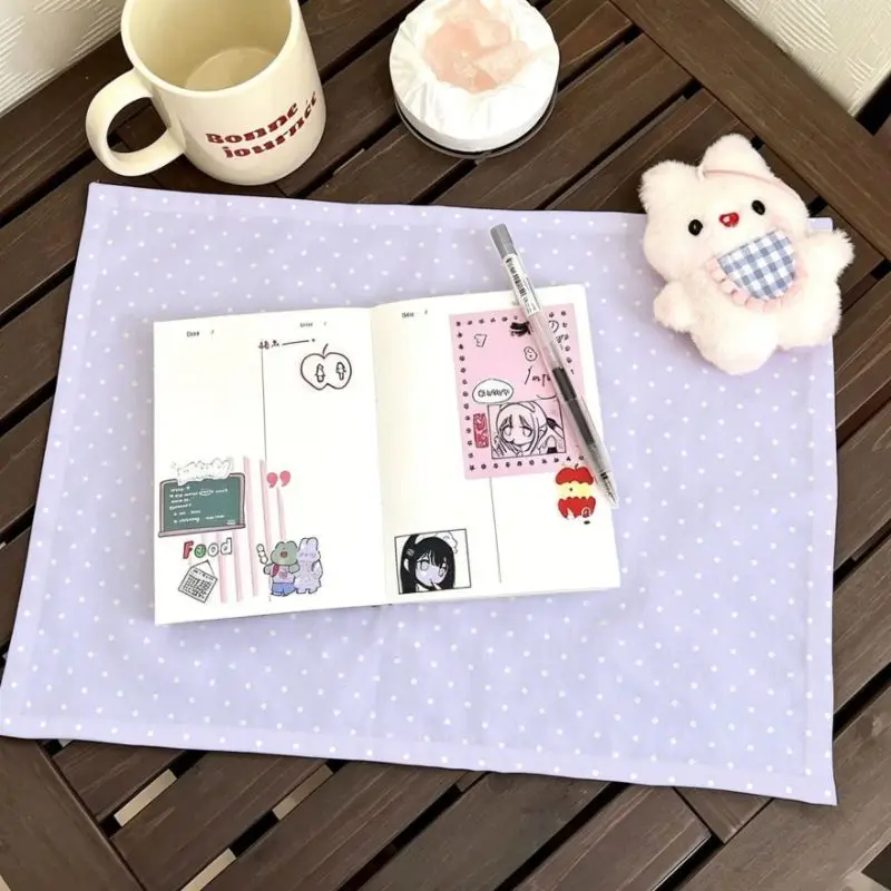 VIKAMA White Brown Polka Dot Table Mat Placemat Desk Pad Kitchen Decor Home Office Workstation Premium Durable Cozy Aesthetic