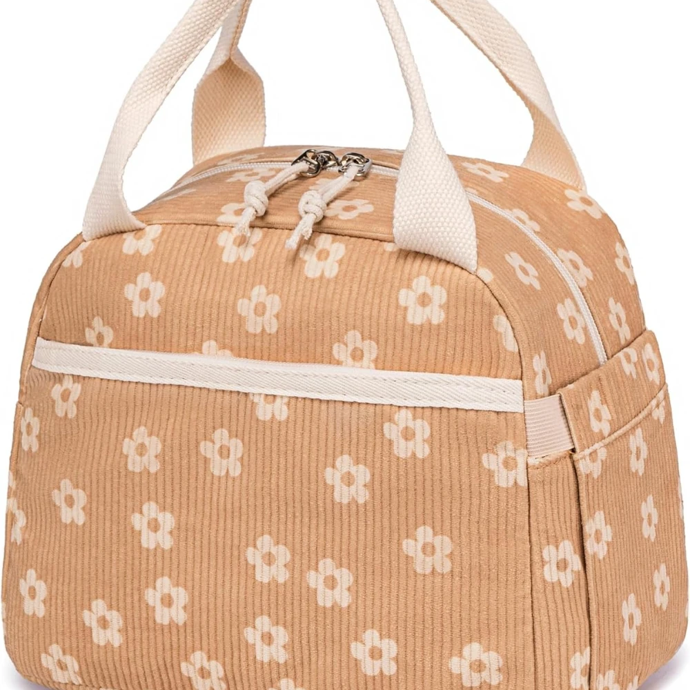 

Lunch Bag for Women Men Cute Corduroy Lunch Tote Bags Reusable Insulated Lunch Box Large Capacity Reusable Insulated Cooler