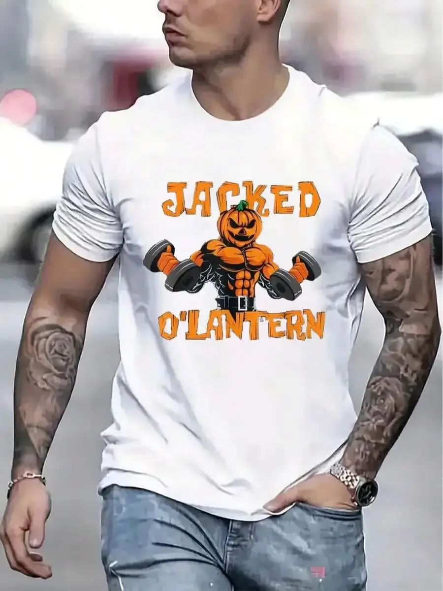 Mens Halloween TShirt Comfortable Crew Neck Casual Cotton ShortSleeves Soft Breathable Top Menswear Tshirt Summer Spring Streetw