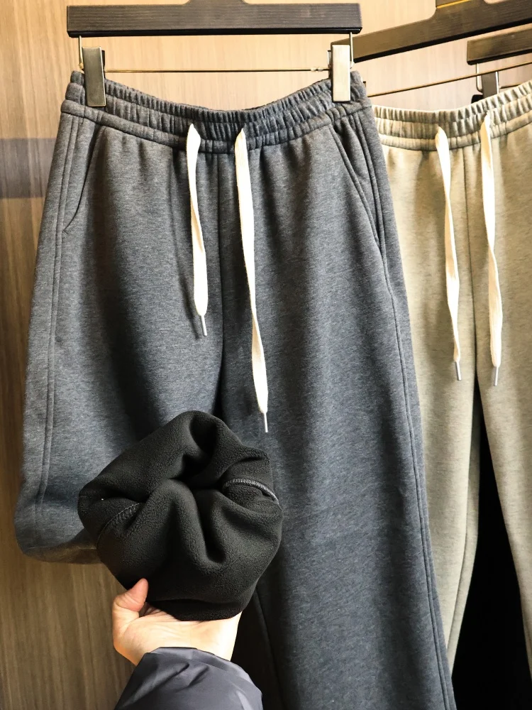 

Thiened Fce на подкладке прямые повседневные брюки мужские осенне-зимние теплые свободные удобные винтажные американские брюки