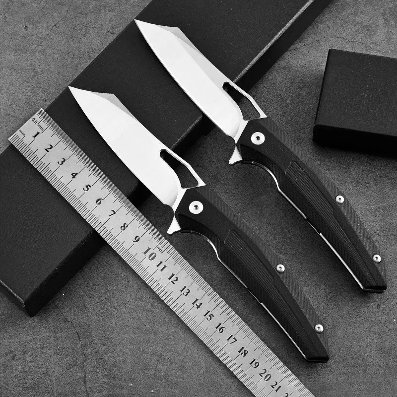 Outdoor Folding Knife D2 Steel Portable Defense Folding Knife G10 Tactical Knife Fruit Knife Mountaineering Pocket Knife