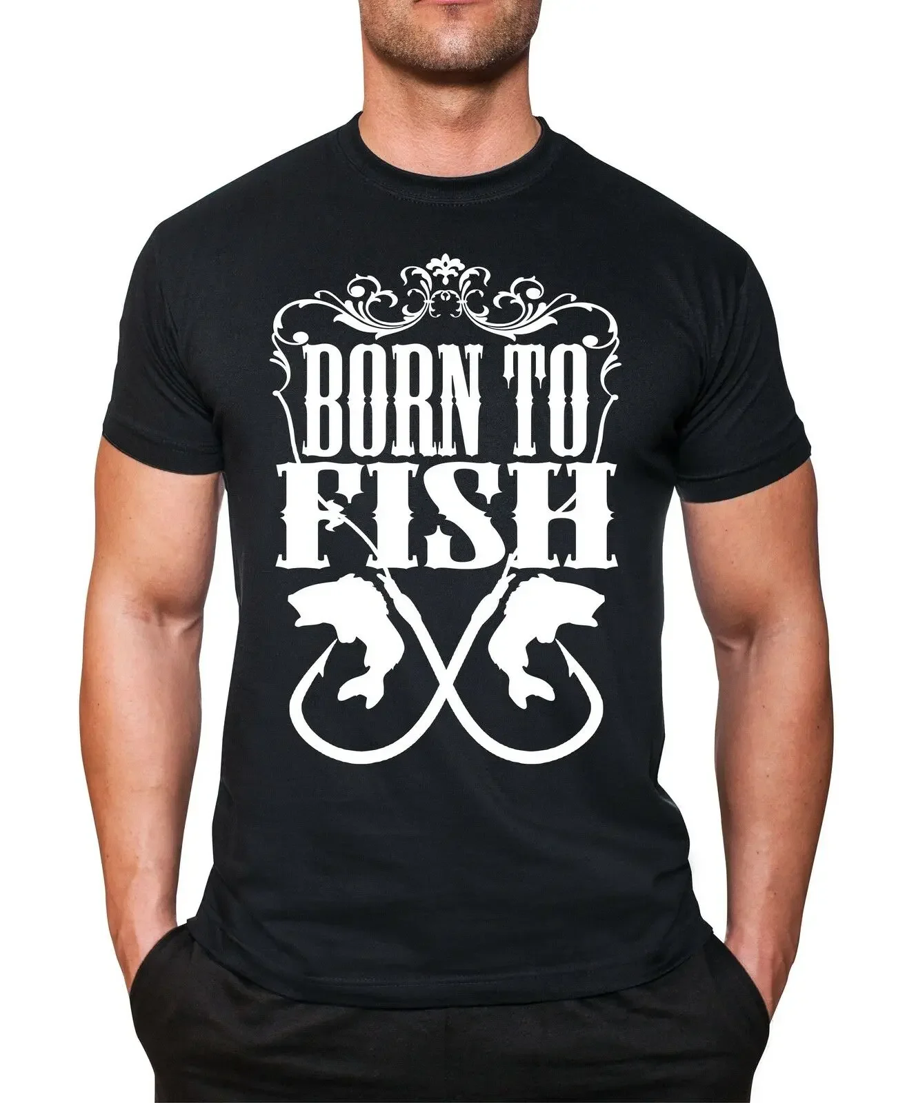 

Born To Fish. Funny Fishing Spells Hook Angler Gift T-Shirt. Summer Cotton O-Neck Short Sleeve Mens T Shirt New S-3XL