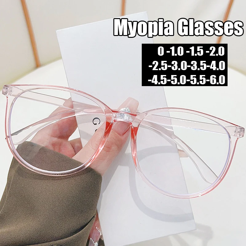 

Ultralight Round Women Men's Myopia Glasses Vintage Blue Light Blocking Finished Prescription Shortsighted Eyeglasses 0 To +4.0